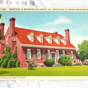 Vintage VIRGINIA carte postale Wakefield Westmoreland Washington lieu de naissance Americana souvenir carte postale souvenirs papier éphémères PanchosPorch