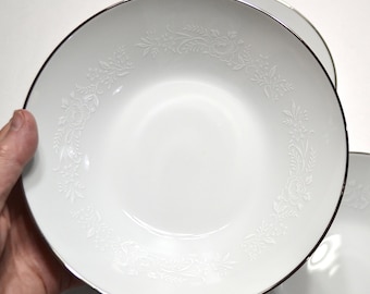 Vintage NORITAKE REINA Soup Bowl Set of 4 White Floral Pattern 6450Q