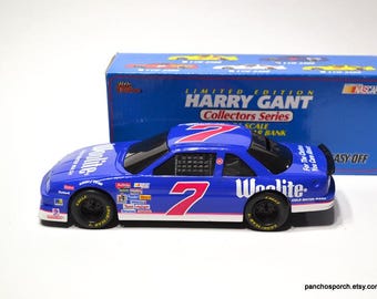 Vintage Harry Gant Diecast Car Bank, Woolite NASCAR #7, 1/24 Scale