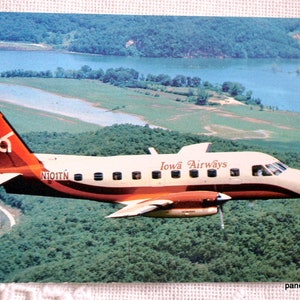 vintage IOWA carte postale Iowa Airways Bandeirante Pro Jet avion inutilisé carte postale souvenirs publicité papier Ephemera PanchosPorch