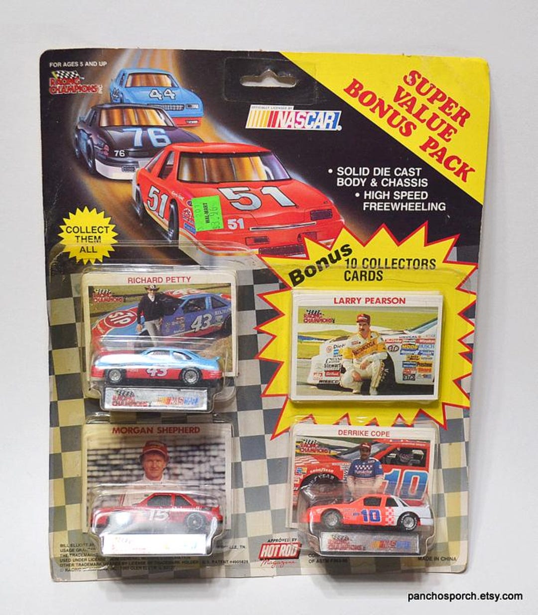 Vintage 1990 Racing Champions NASCAR Diecast Cars: Petty, Shepherd