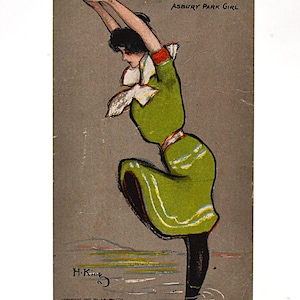 Carte postale vintage ASBURY PARK New Jersey 1907 H King Absury Park Girl souvenir photo carte postale souvenirs papier éphémères PanchosPorch