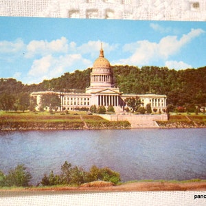 Vintage carte postale de la Virginie de l'Ouest Charleston State Capitol Americana Road Trip carte postale souvenirs souvenirs papier éphémères PanchosPorch