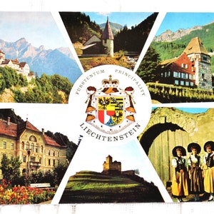 Carte postale vintage LIECHTENSTEIN Divers sites Carte postale européenne souvenir de vacances Souvenirs en papier Ephemera PanchosPorch
