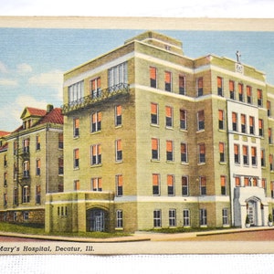 Vintage ILLINOIS carte postale St Marys Hospital Decatur Americana carte postale souvenirs papier publicitaire éphémères PanchosPorch