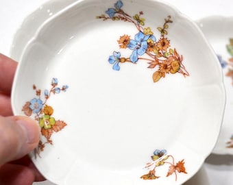 Vintage Haviland Limoges Depose Floral Butter Pat Set of 4: Blue Green Small Dish