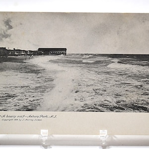 Carte postale vintage ASBURY PARK New Jersey, vagues lourdes de l'océan, plage, carte photo, carte postale, souvenirs, papier éphémères, PanchosPorch