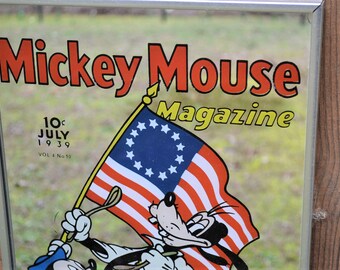 Vintage Disney Mickey Mouse Mirror Patriotic Mickey Goofy