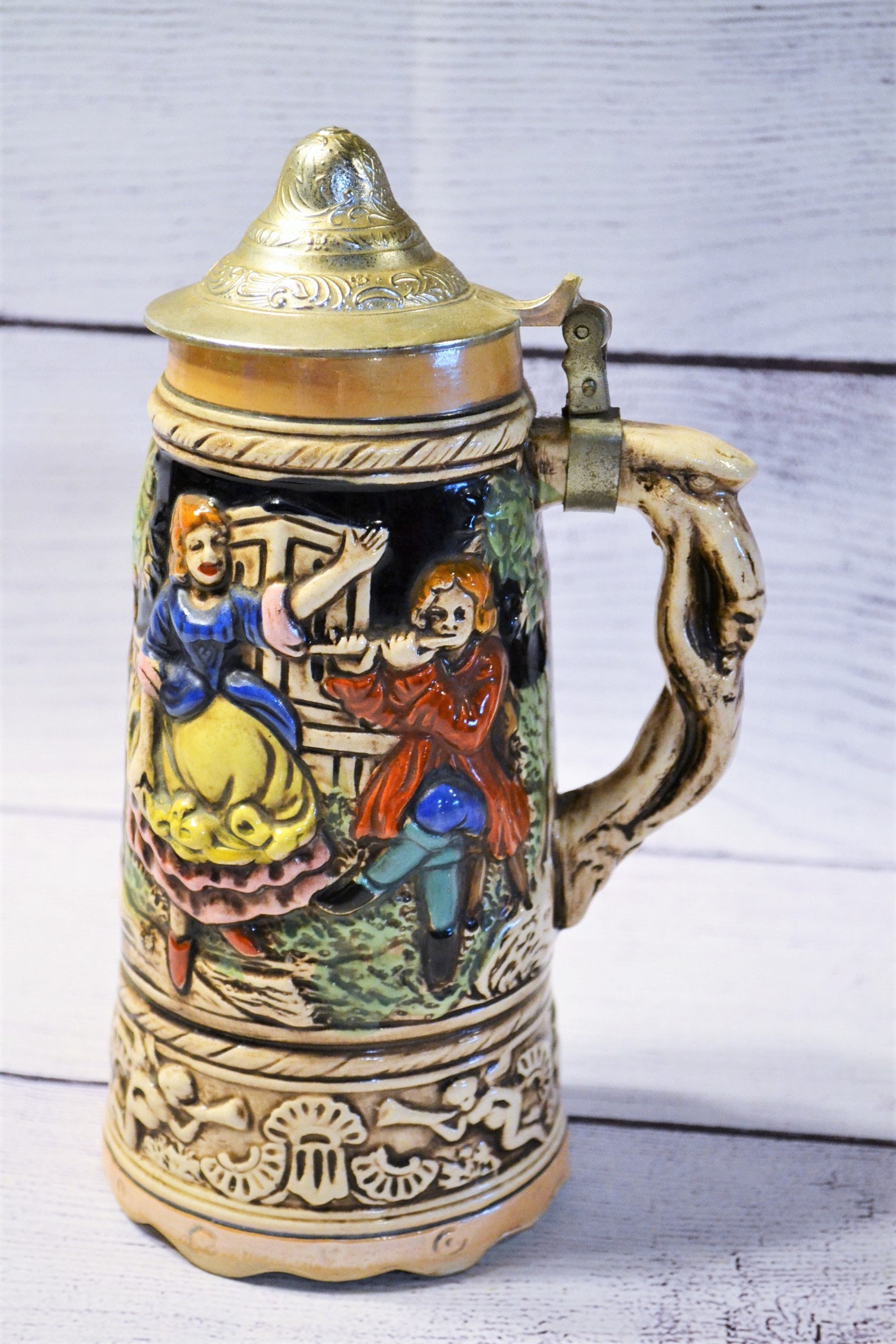 Vintage Musical Beer Stein Mug Metal Lid Plays How Dry I Am Etsy