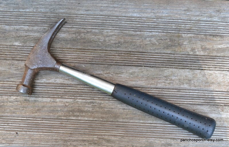 Vintage Claw Hammer Steel Handle Rubber Grip Worn Old Construction Tool Handyman Tool DIY Home Improvements Man Cave Garage PanchosPorch