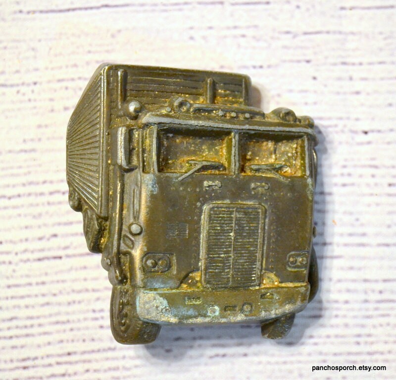Vintage Big Rig Truck Belt Buckle Brass 