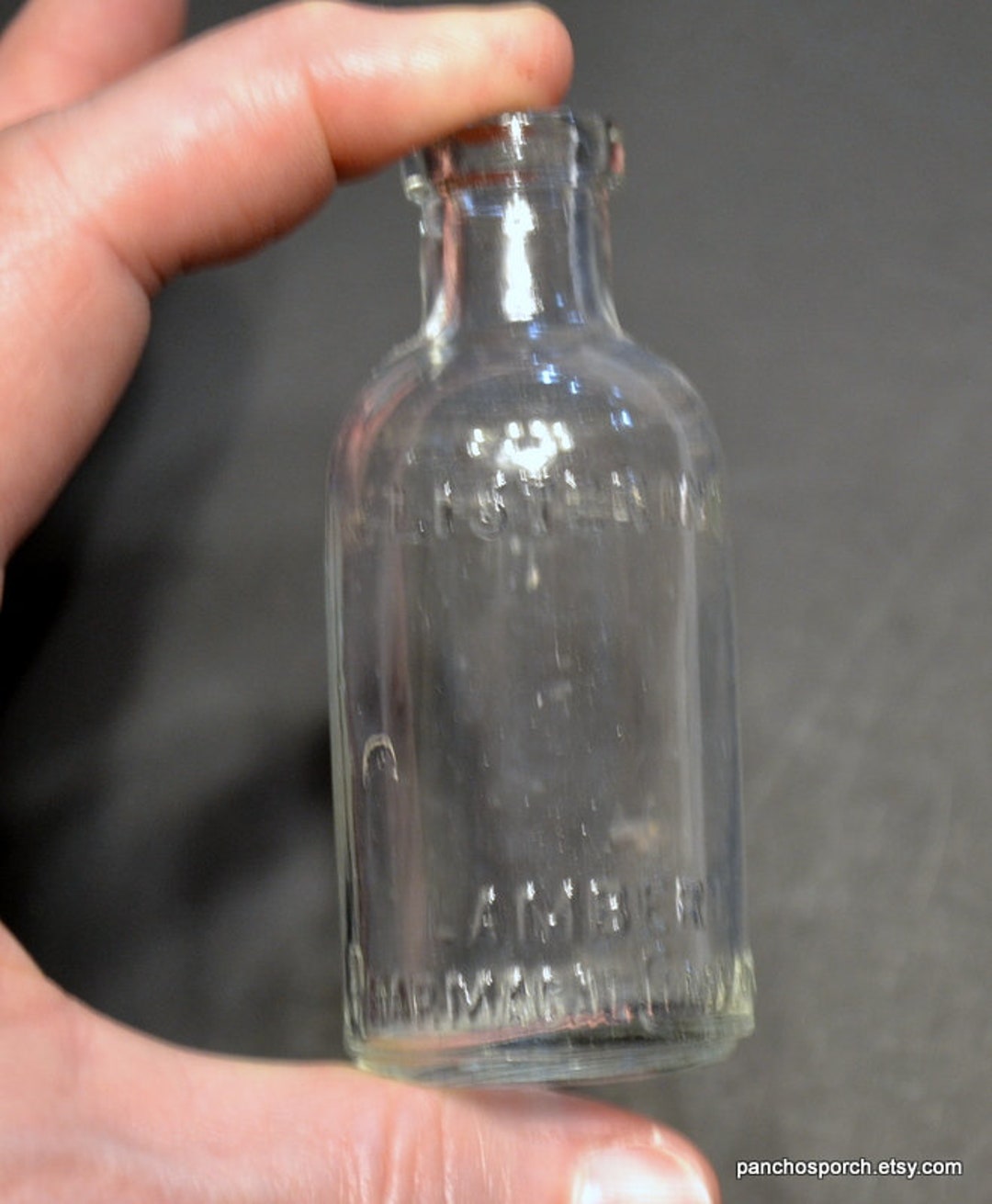 Vintage Listerine Glass Bottle Small Clear Glass Bottle Lambert