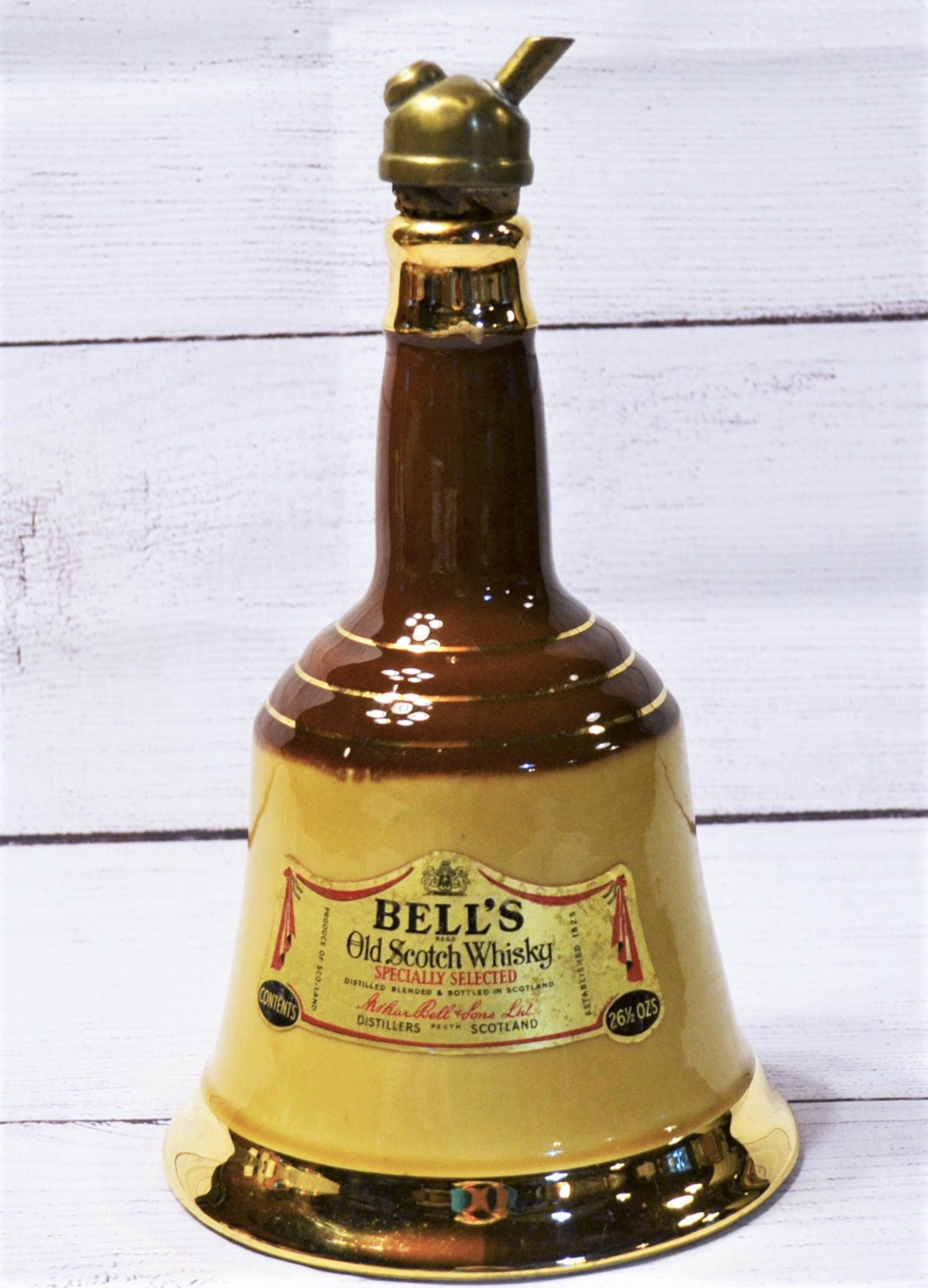 Vintage Bells Old Scotch Whiskey Decanter Large Beige Brown Etsy