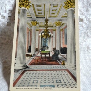 Carte postale vintage WASHINGTON DC, salle en marbre du Sénat, Capitole des États-Unis, carte postale souvenir, souvenirs, papier éphémères, PanchosPorch