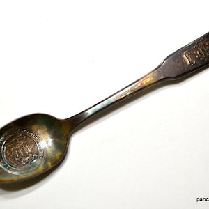 Vintage DELAWARE Collector Spoon Bicentennial 1776 1976 Tarnished Silver Plate Teaspoon Franklin Mint International PanchosPorch