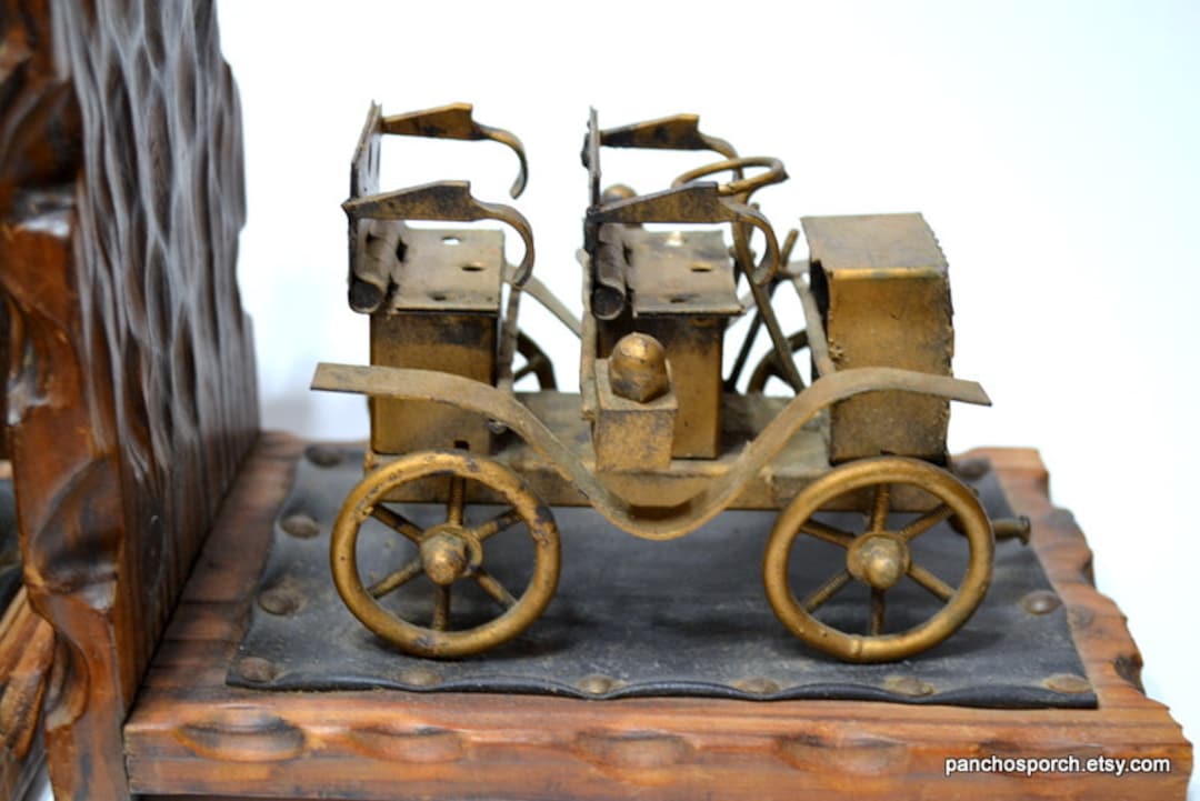 Vintage Antique Car Bookends Metal Rustic Wood Bookends Bookshelf Decor