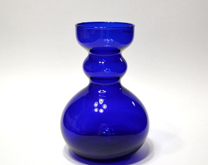 Vintage COBALT BLUE Glass Bulb Vase Hyacinth Bulb Vase Flower Vase Bulb