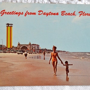 Vintage carte postale DAYTONA BEACH Florida Lookout Tower Beach souvenir carte postale inutilisée souvenirs papier publicitaire éphémères PanchosPorch