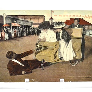 Vintage ASBURY PARK carte postale New Jersey Boardwalk tramway voiture Funny Friends 1913 carte postale souvenir souvenirs papier éphémères PanchosPorch