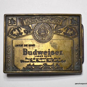 Vintage Budweiser Belt Buckle Brass Anheuser Busch Lager Beer Country Western Mens Accessory Advertising PanchosPorch