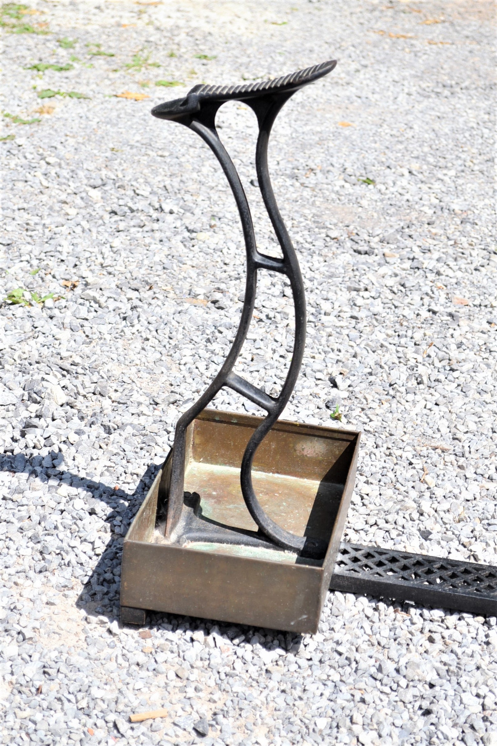 Vintage Cast Iron Shoe Shine Foot Rest Brass Box Base Etsy