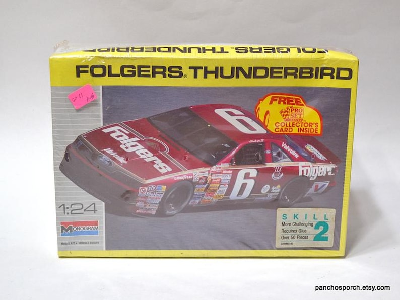 Vintage FOLGERS THUNDERBIRD Model Kit Monogram NASCAR Racing Man Cave Sealed Hobby Diy PanchosPorch