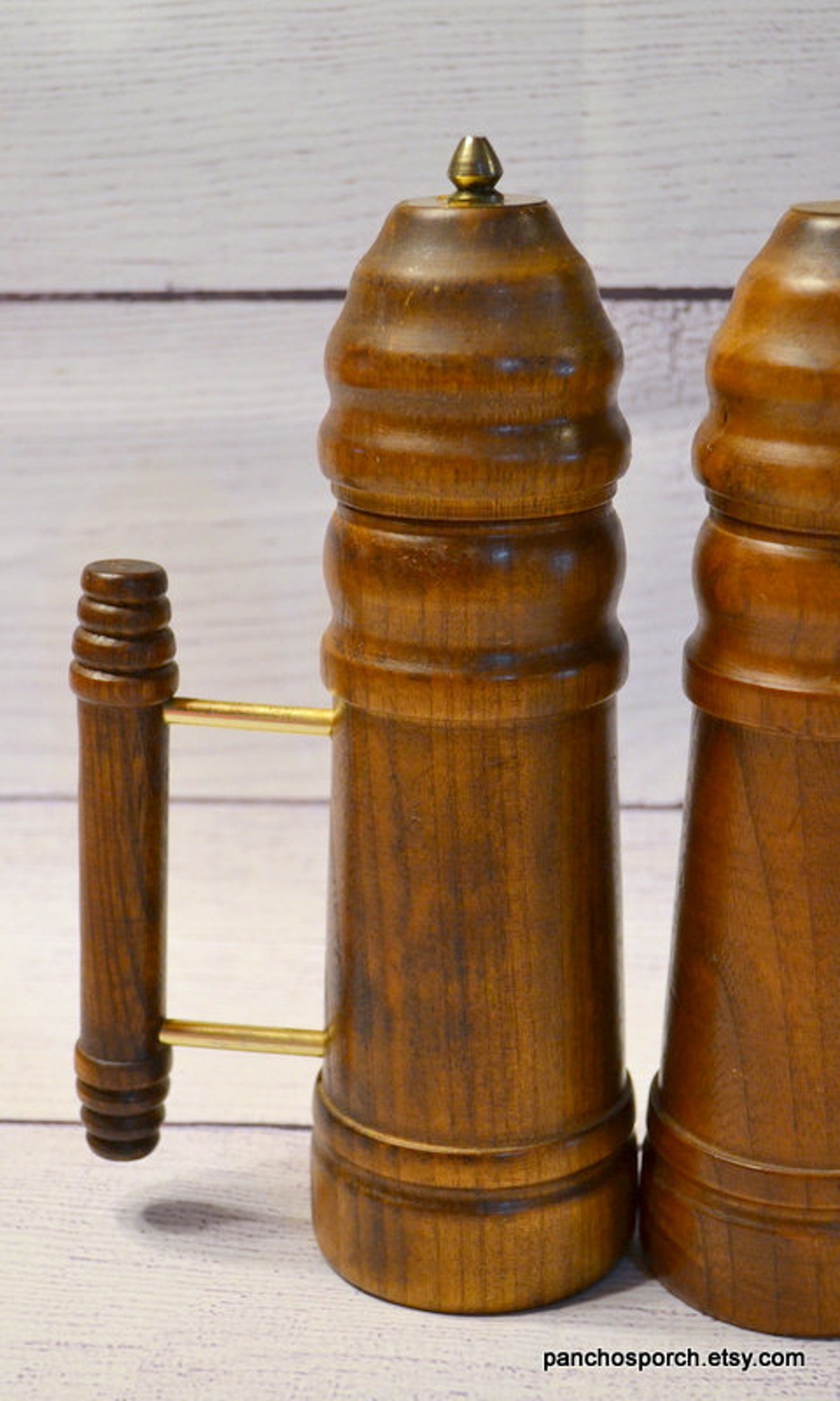Vintage Wooden Salt Shaker Pepper Grinder Set Large Size Stein Etsy