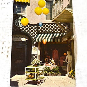 Vintage FLORIDE carte postale Worth Ave Palm Beach fleurs ballons carte postale Americana souvenirs papier éphémères PanchosPorch