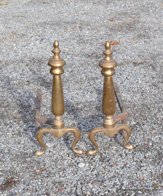 The Harvin Co Brass Federal Style Branch Leg Ball and Claw Andirons - a  Pair