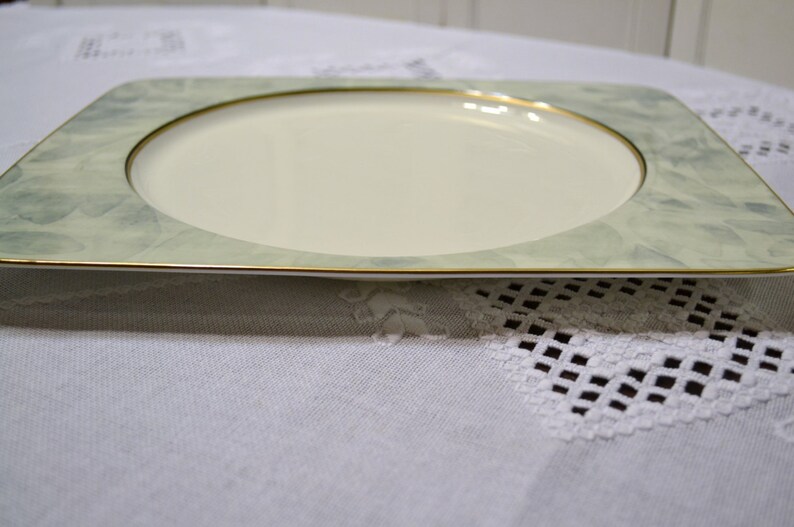 Mikasa Battique Dinner Plate Rectangular White Green Replacement PanchosPorch