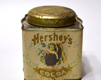 Vintage HERSHEYS Cocoa Tin CHOCOLATE Powder Metal Container Farmhouse Kitchen Decor Collectible Tin Advertising Bristol Ware PanchosPorch