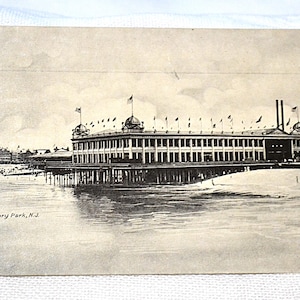 Vintage ASBURY PARK carte postale New Jersey Casino Boardwalk Beach Resort Americana carte postale souvenirs papier éphémères PanchosPorch