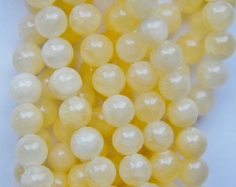 Genuine Yellow Jade Beads - Round 4 mm Gemstone Beads - Full Strand 16", 92 beads, A Quality