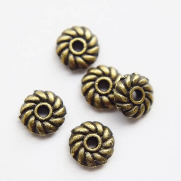 50 pcs Antique Bronze Beads 6 mm x 2 mm, Lead, Nickel & Cadmium Free Jewelry Findings, metal findings