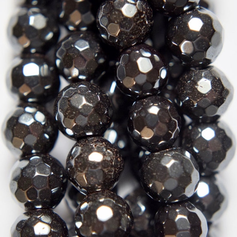 AA Quality Faceted Hematite Round Beads 8 mm 49 beads Full Strand 16