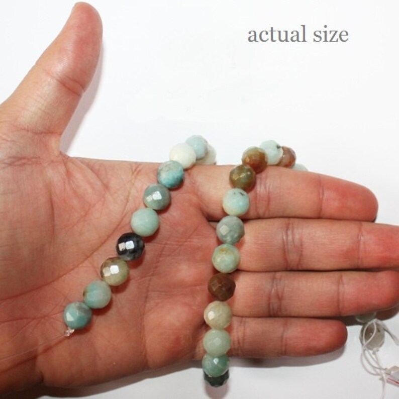 Genuine Amazonite Faceted Beads Round 10 Mm Gemstone Beads Etsy