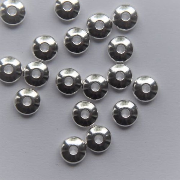 20 pcs Silver color, Brass base Beads, Spacers 5 mm x 2 mm, Lead, Nickel & Cadmium Free Jewelry Findings, metal findings