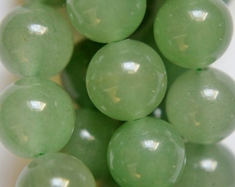 Natural Green Aventurine beads - Round 10 mm Gemstone Beads - Full Strand 16", 38 beads, AA Quality