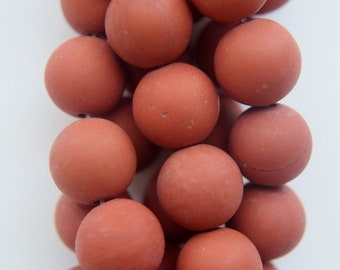 Genuine Matte Red stone Jasper   Beads - Round 10 mm Gemstone Beads - Full Strand 15 1/2", 38 beads, A Quality