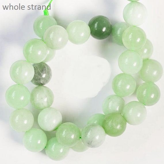 Natural Light Green Jade Beads Smooth Polished Round 4mm-12mm 15.4 Inch  Full Strand for Jewelry Making (GJ10) (8mm)
