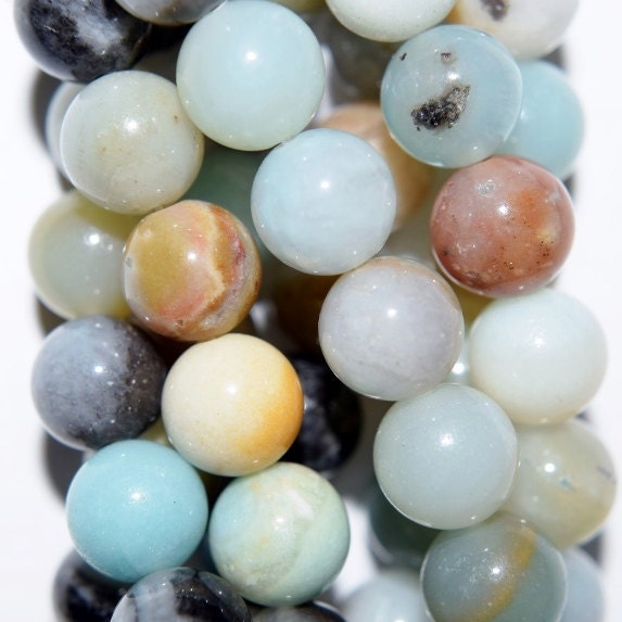 Genuine Amazonite Beads - Round 8 mm Gemstone Beads - Full Strand 15 …