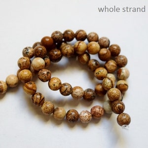 Natural Sand Jasper Beads, Picture Jasper beads Round 6 mm Gemstone Beads Full Strand 15 1/2, 60 beads, A Quality image 2