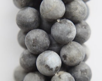 Genuine Matte Larvikite Beads - Round 8 mm Gemstone Beads - Full Strand 15 1/2", 47 beads, A+ Quality