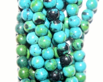 Chrysocolla Beads - Round 4 mm Gemstone Beads - Full Strand 16", 101 beads - Reconstituted