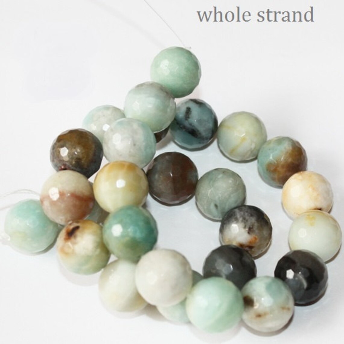 Genuine Amazonite Faceted Beads Round 10 Mm Gemstone Beads Etsy