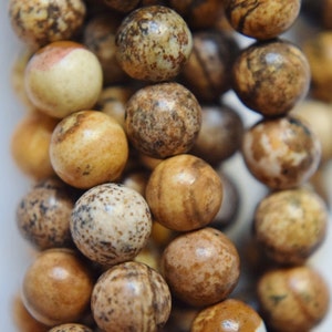 Natural Sand Jasper Beads, Picture Jasper beads Round 6 mm Gemstone Beads Full Strand 15 1/2, 60 beads, A Quality image 1