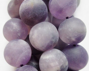 Genuine Matte Amethyst Beads - Round 10 mm Gemstone Beads - Full Strand 15 1/2", 40 beads, A Quality