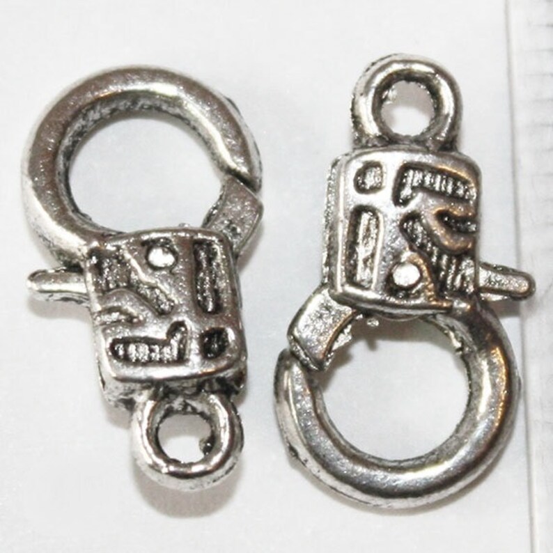 4 pcs Lobster clasp 17 mm antique silver, Lead, Nickel & Cadmium Free Jewelry Findings, metal findings image 1