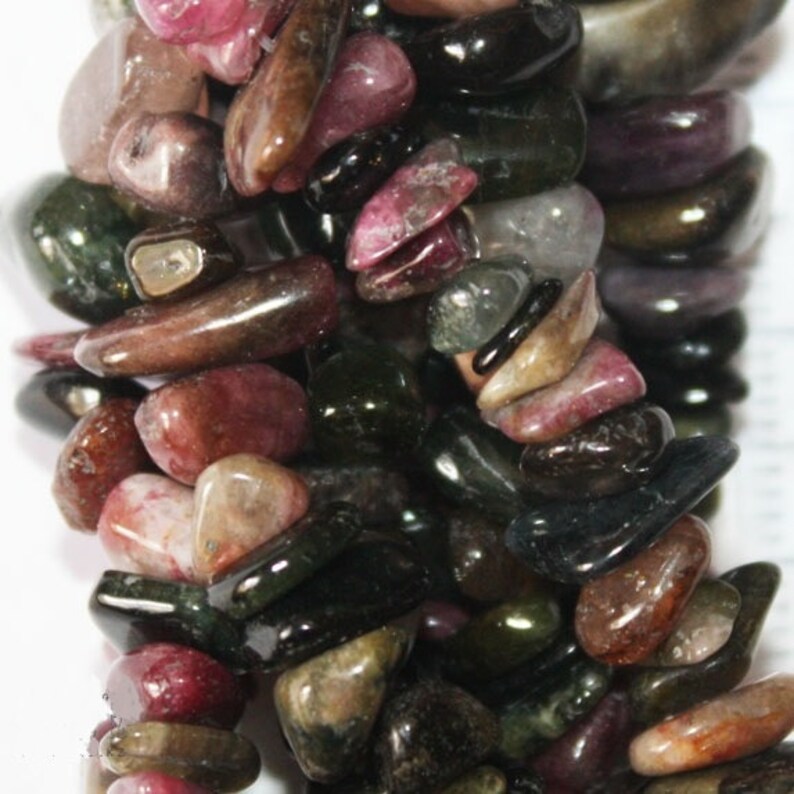 Genuine Tourmaline Freeform Chips approx 7 mm long Strand 36