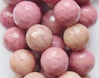 Genuine Faceted Rhodonite Beads - Round 8 mm Gemstone Beads - Full Strand 15 1/2", 46 beads, A Quality